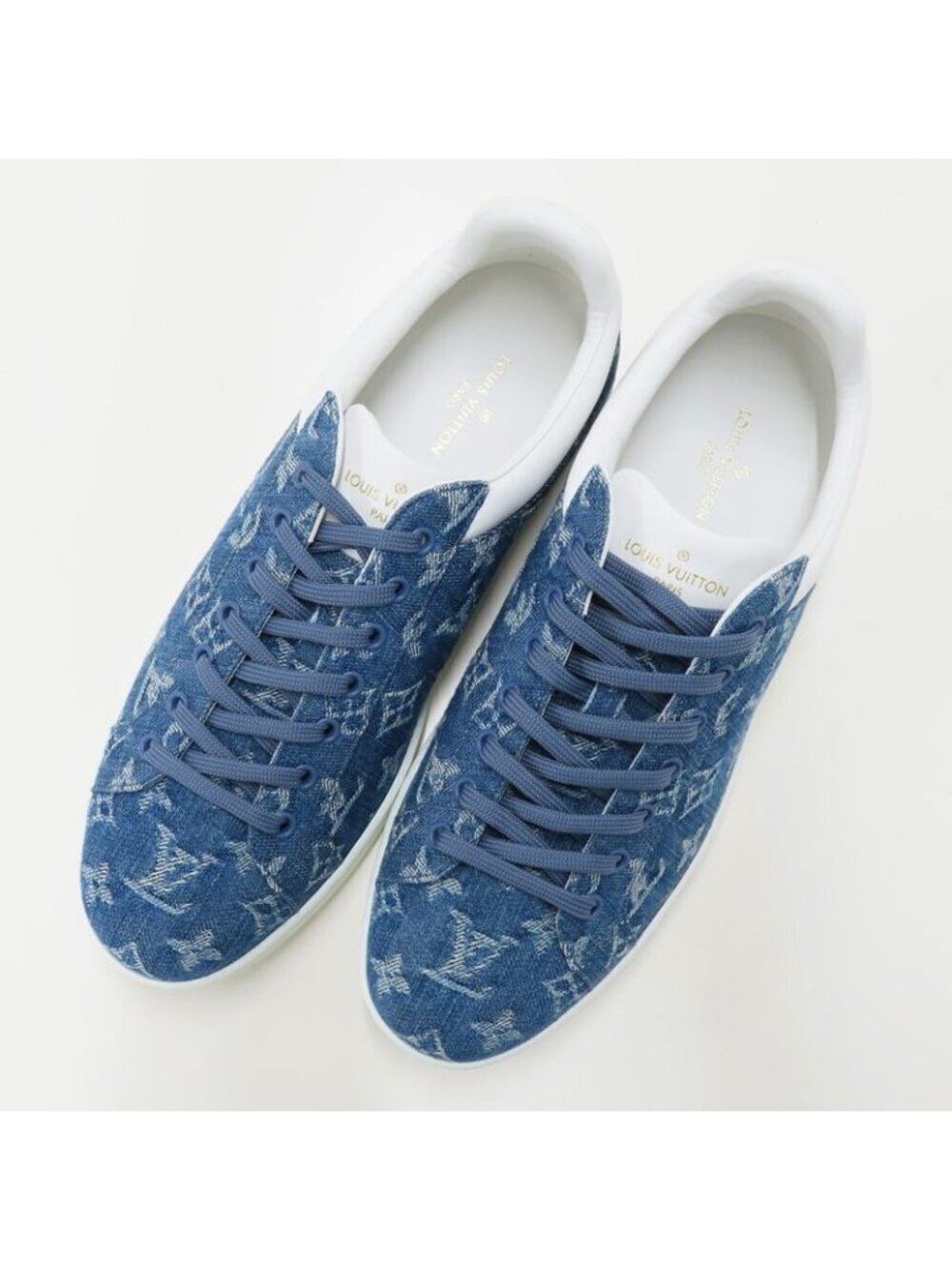 Louis Vuitton Luxembourg Line Sneakers Monogram Denim 8 Blue White - Picture 4 of 10